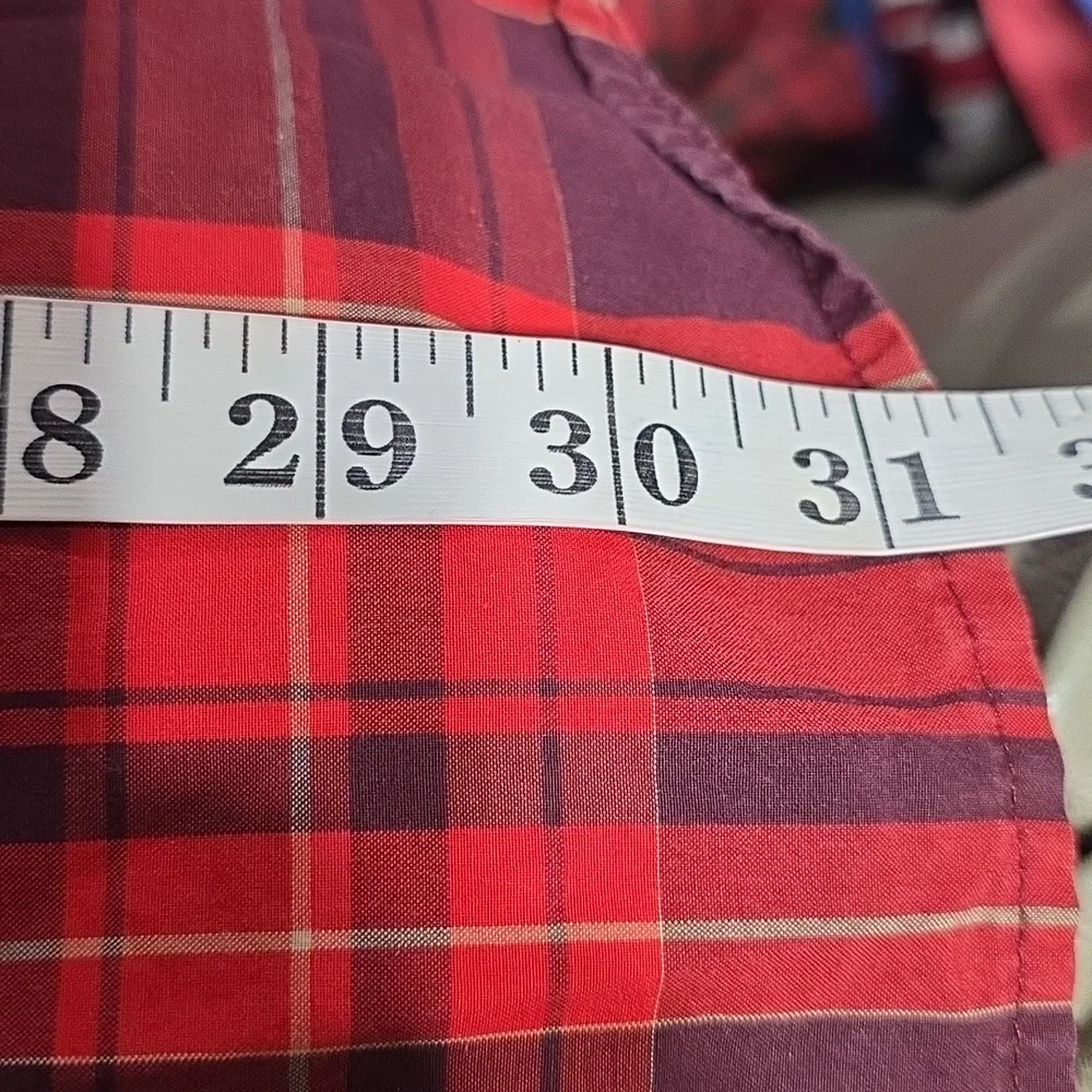 The North Face Mens Button Up Shirt Red/Burgandy Plaid Pockets Sz XL GUC *READ**